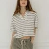 BT League Striped Collared Knit Top MADE IN THE USA