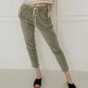 WL Karissa Drawstring Corduroy Pocketed Pants - Olive