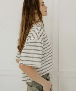 BT League Striped Collared Knit Top MADE IN THE USA