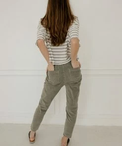 WL Karissa Drawstring Corduroy Pocketed Pants - Olive 14 WL Karissa Drawstring Corduroy Pocketed Pants - Olive