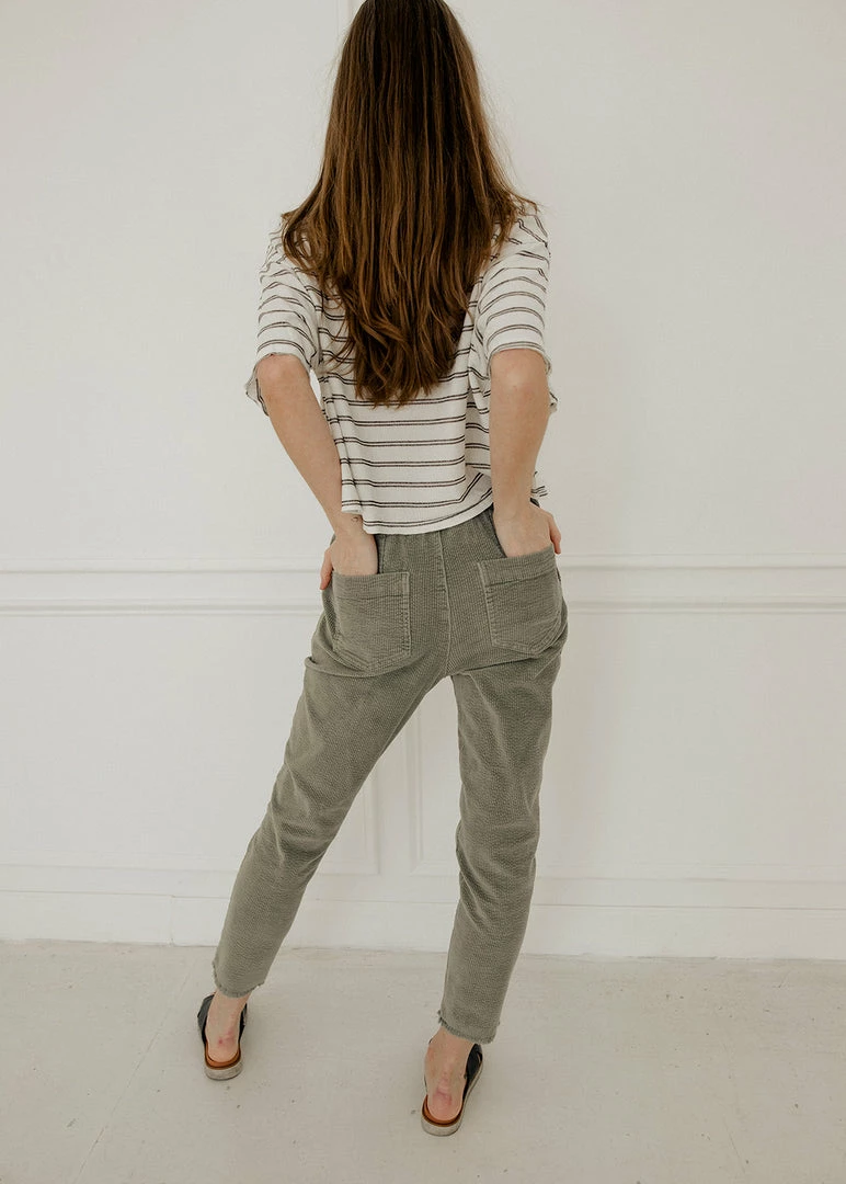 WL Karissa Drawstring Corduroy Pocketed Pants - Olive 6 WL Karissa Drawstring Corduroy Pocketed Pants - Olive