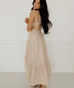 BT Afternoon Tea Striped Open Back Midi Dress