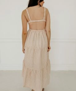 BT Afternoon Tea Striped Open Back Midi Dress