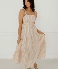 BT Afternoon Tea Striped Open Back Midi Dress