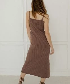 BT BUMP FRIENDLY Byron Ribbed Knit Midi Dress - Chocolate
