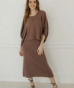 BT Byron Ribbed Knit Dollman Top - Chocolate MATCHING SETS