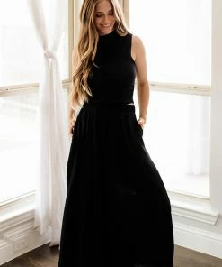 BT Someday Soon Ribbed Wide Leg Pants - Black