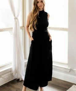 BT Someday Soon Ribbed Wide Leg Pants - Black