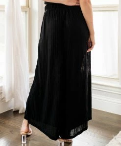 BT Someday Soon Ribbed Wide Leg Pants - Black