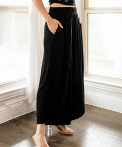 BT Someday Soon Ribbed Wide Leg Pants - Black