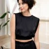 BT Pure Bliss Satin Crop Top - Black
