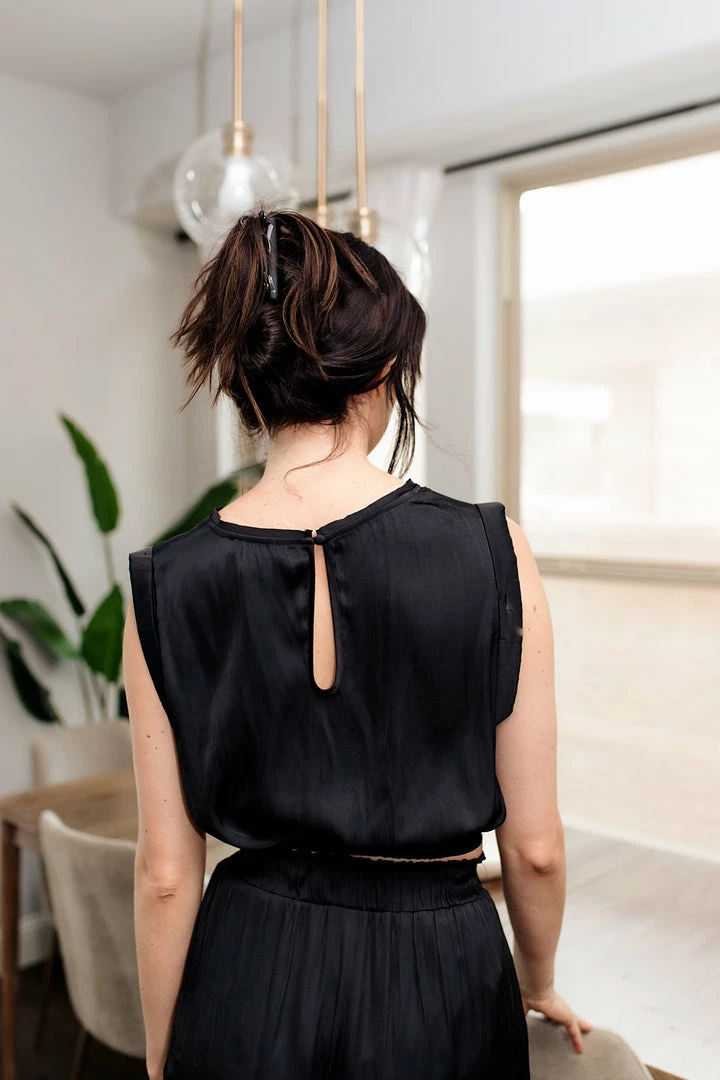 BT Pure Bliss Satin Crop Top - Black 5 BT Pure Bliss Satin Crop Top - Black