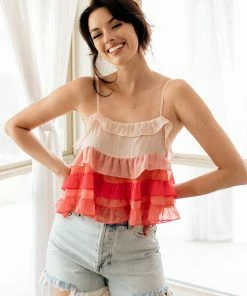 STORIA TOPS Vivid Ruffle Tiered Top