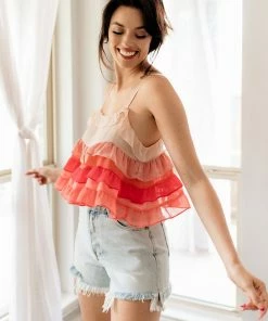 STORIA TOPS Vivid Ruffle Tiered Top