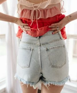 BT Mandy High Rise Distressed Denim Shorts BEST SELLERS