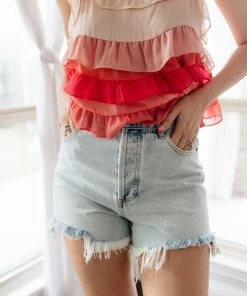 BT Mandy High Rise Distressed Denim Shorts BEST SELLERS