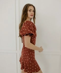 BT DRESSES Dawn Polka Dot Puff Sleeve Babydoll Dress