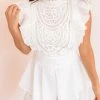 ONE & ONLY COLLECTIVE BRIDAL Fynlee Cotton Crochet Ruffle Romper 1 ONE & ONLY COLLECTIVE BRIDAL Fynlee Cotton Crochet Ruffle Romper
