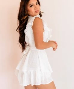 ONE & ONLY COLLECTIVE BRIDAL Fynlee Cotton Crochet Ruffle Romper