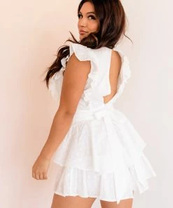 ONE & ONLY COLLECTIVE BRIDAL Fynlee Cotton Crochet Ruffle Romper