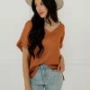 BT TOPS Haven Satin Blouse - Terracotta