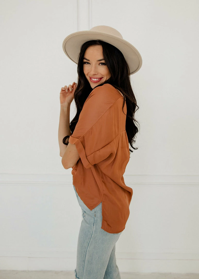 BT TOPS Haven Satin Blouse - Terracotta 5 BT TOPS Haven Satin Blouse - Terracotta