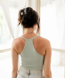 BT TOPS Tammy Ribbed Racerback Brami - Dusty Mint