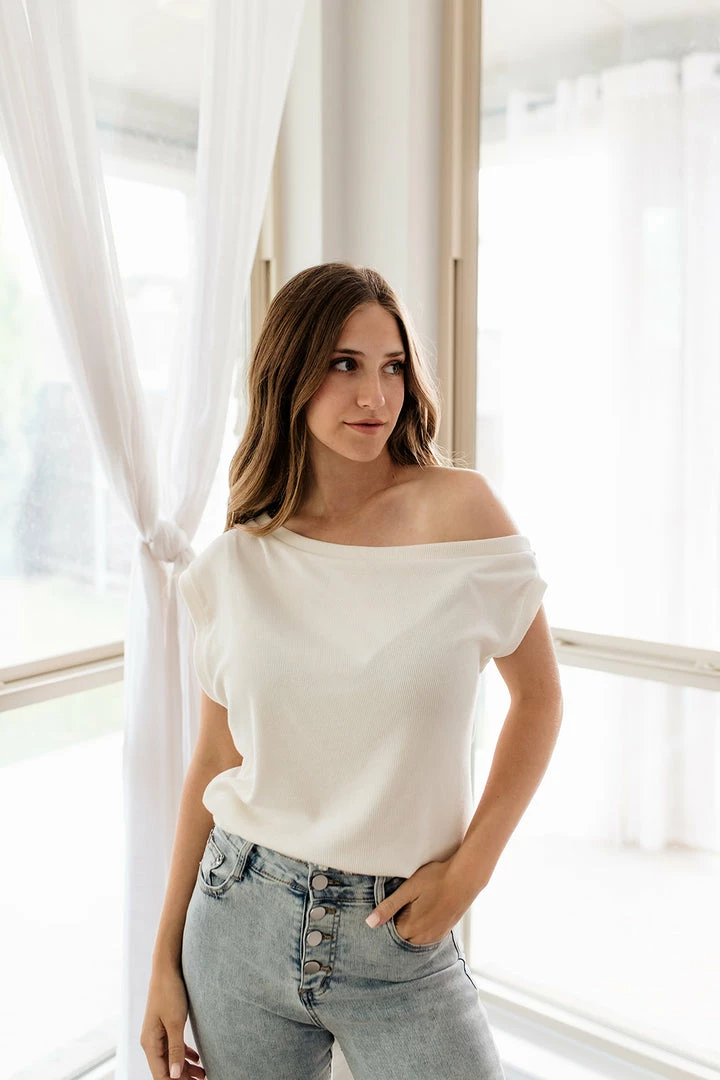 BT Good Times Draped Ribbed Knit Top - Cream 3 BT Good Times Draped Ribbed Knit Top - Cream