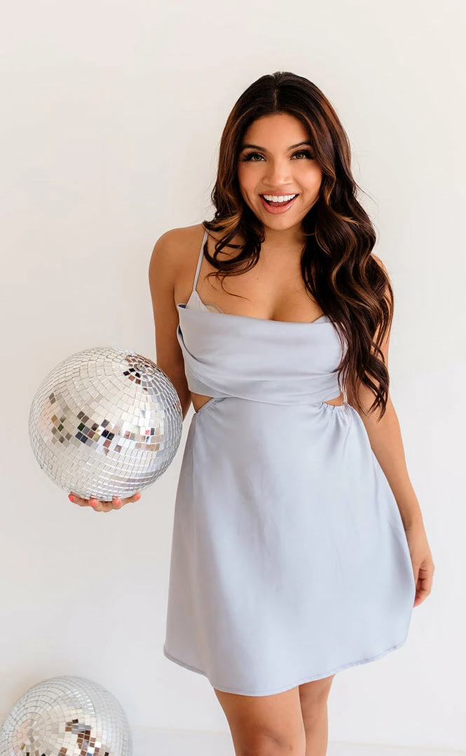 MABLE Tatiana Satin Cowl Neck Cutout Dress DRESSES 3 MABLE Tatiana Satin Cowl Neck Cutout Dress DRESSES