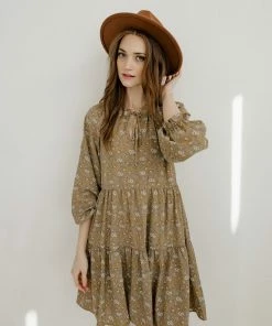 WL Korbin Floral Tiered Babydoll Dress - Mustard