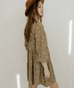 WL Korbin Floral Tiered Babydoll Dress - Mustard