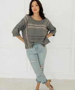 BT Tracey Cotton Blend Striped Knit Top TOPS