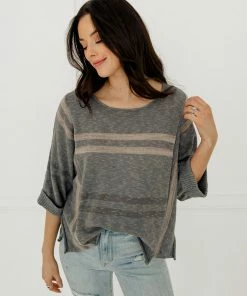BT Tracey Cotton Blend Striped Knit Top TOPS