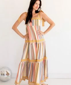 BT BUMP FRIENDLY Merry Meadow Striped Tiered Maxi Dress