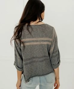 BT Tracey Cotton Blend Striped Knit Top TOPS