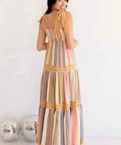 BT BUMP FRIENDLY Merry Meadow Striped Tiered Maxi Dress