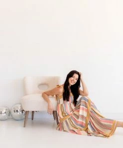 BT BUMP FRIENDLY Merry Meadow Striped Tiered Maxi Dress