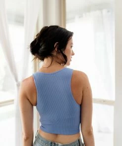 BT TOPS Meant To Be Ribbed Seamless Crop Top - Periwinkle