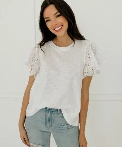 BT Skye Flutter Eyelet Sleeve Top BRIDAL