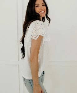 BT Skye Flutter Eyelet Sleeve Top BRIDAL