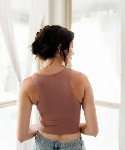 BT TOPS Meant To Be Ribbed Seamless Crop Top - Mauve