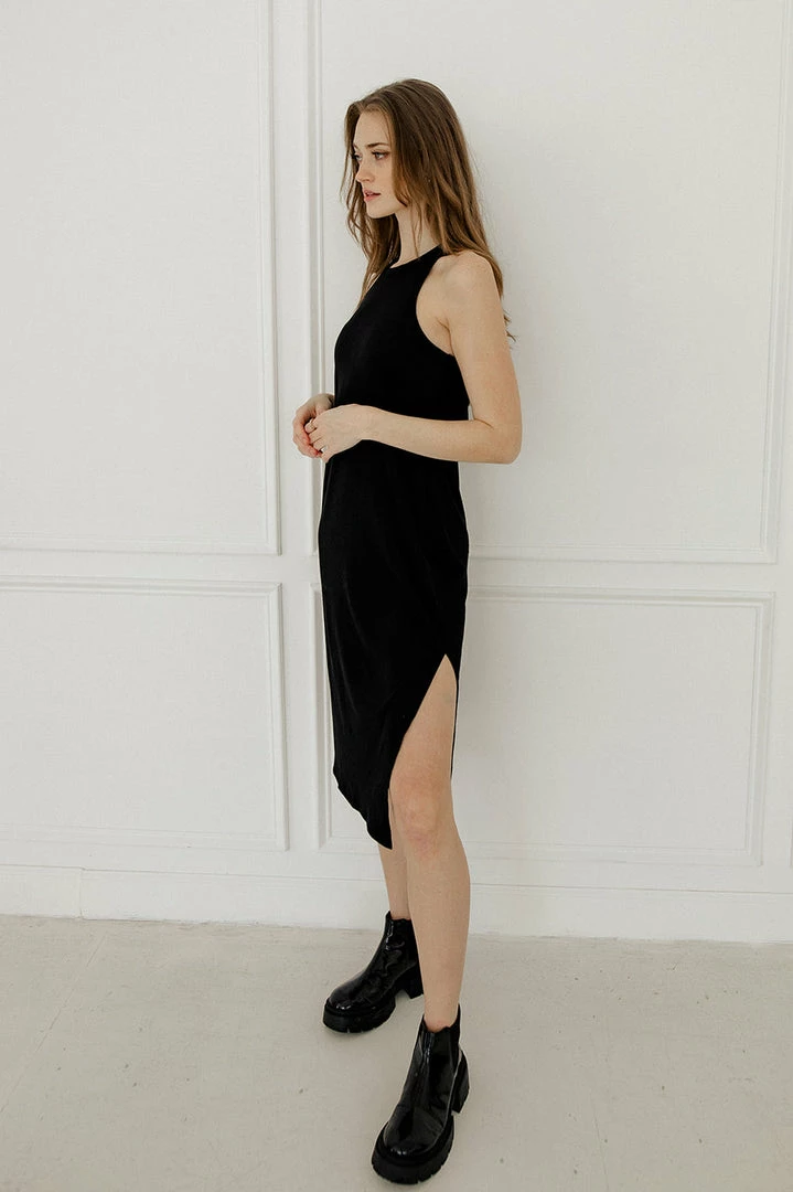 BT Kaye Ribbed Racerback Tank Midi Dress - Black BUMP FRIENDLY 3 BT Kaye Ribbed Racerback Tank Midi Dress - Black BUMP FRIENDLY
