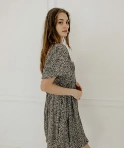 BT Murphy Leopard Puff Sleeve Babydoll Dress ANIMAL PRINT