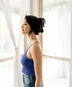 BT Sydney Ribbed Seamless Crop Tank - Blue Iris TOPS