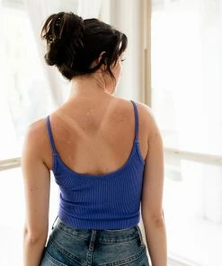 BT Sydney Ribbed Seamless Crop Tank - Blue Iris TOPS