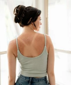 BT Sydney Ribbed Seamless Crop Tank - Dusty Mint