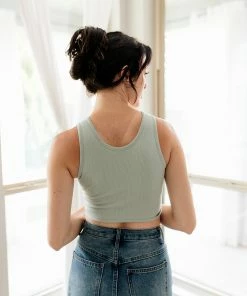 BT TOPS Tori Reversible Twist Crop Top - Dusty Mint