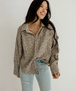 WL Unstoppable Corduroy Leopard Shacket - Mocha