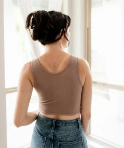 BT TOPS Tori Reversible Twist Crop Top - Espresso