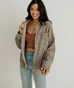 WL Unstoppable Corduroy Leopard Shacket - Mocha